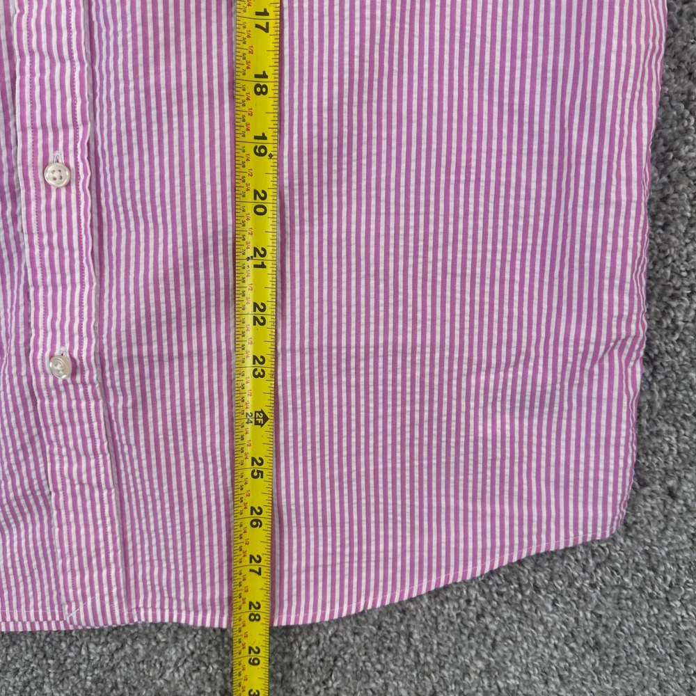 Polo Ralph Lauren Shirt Men Medium Pink Seersucker Stripe Untuck Fit Wrinkle NEW - Picture 6 of 10